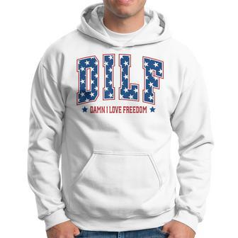Patriotic American Dilf Damn I Love Freedom Usa 4Th Of July Hoodie - Thegiftio UK