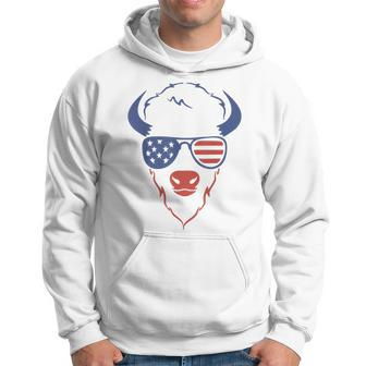 Patriotic Bison 4Th Of July Usa American Flag Fourth Of July Hoodie - Monsterry UK