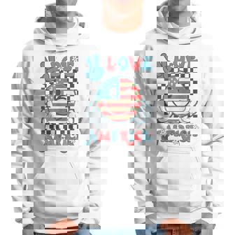 Peace Love America Smile Face Us Flag Fourth 4Th Of July Hoodie - Seseable