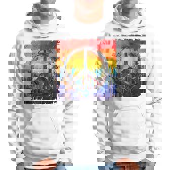 Peace Love Hippie Costume Anni '60 E '70 Simbolo Della Pace Maglia Con Maniche Raglan Felpa con cappuccio - Novitaregali