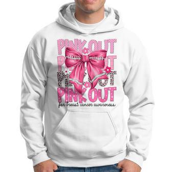 Pink Out For Breast Cancer Awareness Football Coquette Bow Hoodie - Thegiftio UK