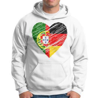 Portugal Germany Heart Germany Flag Portuguese Flag Heart Blue Kapuzenpullover - Seseable