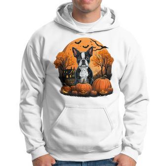 Pumpkin Boston Terrier Costume On Boston Terrier Halloween Hoodie - Thegiftio UK