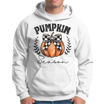 Pumpkin Season Coquette Pumpkin Bow Halloween Spooky Season Hoodie - Thegiftio UK