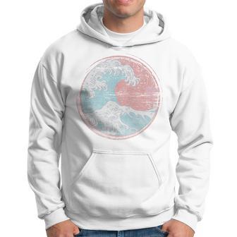 Retro Kanagawa Japanese The Great Wave Hoodie - Thegiftio UK