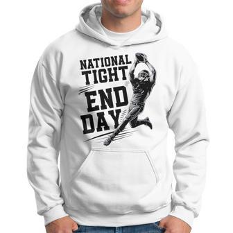 Retro National Tight End Day Illustration Distressed Hoodie - Thegiftio UK