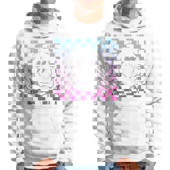 Rosa Azul Sonrisa Cara Lindo Cuadros Paz Sonriente Cara Feliz Manga Larga Sudadera - Regaloses