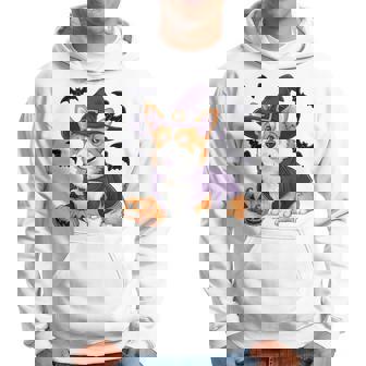 Scary Pumpkin Bat Witch Hat Corgi Dog Halloween Hoodie - Monsterry