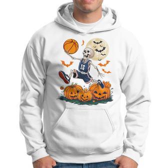 Skeleton Playing Basketball Halloween Boys Basketball Hoodie - Thegiftio UK