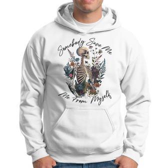 Somebody Save Flora Me Me From Western Myself Skeleton Hoodie - Thegiftio UK