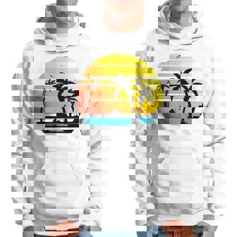 Sunset Coconut Palm Trees Summer Vibes Retro Tropical Summer Hoodie - Thegiftio UK