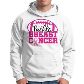 Tackle Cancer Pink Ribbon Football Breast Cancer Awareness Hoodie - Thegiftio UK