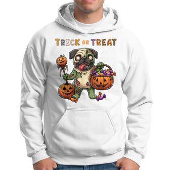 Trick Or Treat Costume Pug Horror Zombie Halloween Candies Hoodie - Thegiftio UK