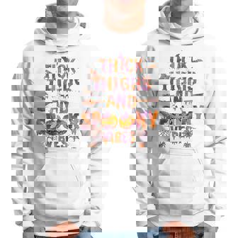 V4vo Thick Thighs And Spooky Vibes Pumpkin Halloween Hoodie - Monsterry