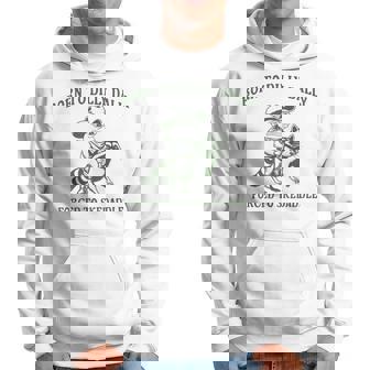 Vintage Raccoon Frog Born To Dilly Dally Forced To Skedaddle Hoodie | Seseable UK