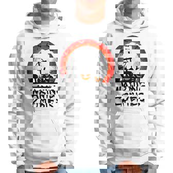 Warning Zombie Graveyard With Scary Pumpkins Halloween Hoodie - Monsterry
