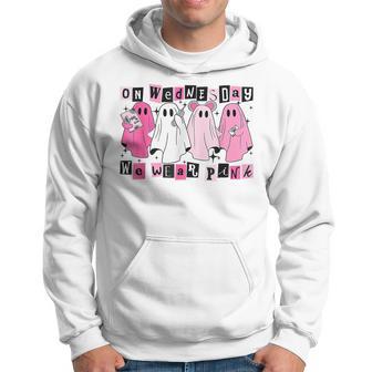 On Wednesday We Wear Cute Pink Ghost Halloween Hoodie - Thegiftio UK