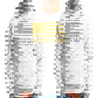 Wrestling Wrestler American Usa Flag Patriotic Vintage Men Hoodie - Monsterry