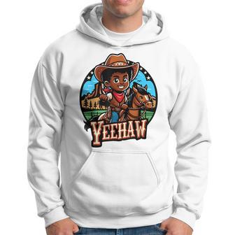 Yeehaw African American Kid Rodeo Cowboy Hoodie - Thegiftio UK