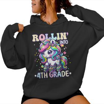 4Th Grade Back To School First Day Girls Rollin Unicorn Women Hoodie - Thegiftio UK
