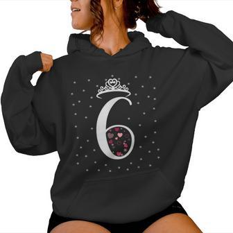 6 Herzen Krone 6 Jahre Alt Happy 6Th Birthday Mädchen Frauen Kapuzenpullover für Damen - Geschenkecke