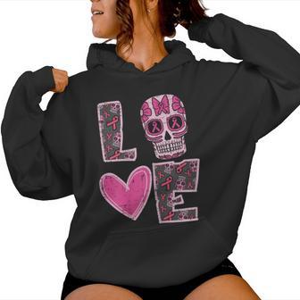 Amor Azúcar Cráneo Rosa Cinta Cáncer De Mama Conciencia Mexicana Sudadera con capucha para mujer - Regaloses