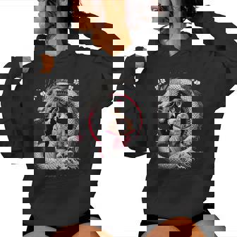 Arte Del Tatuaje De Geisha Y Dragón Cuello Sudadera con capucha para mujer - Regaloses