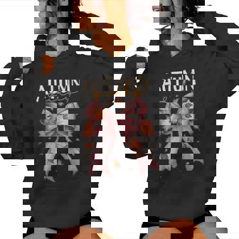 Autumn Girly Fall Bow Leaf Peeping Autumn Leaves Season Women Hoodie | Mazezy
