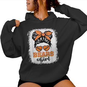 Bears Girl Vintage Messy Bun Sports Fan Team Spirit Women Hoodie - Thegiftio UK