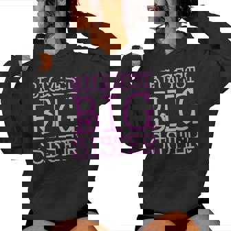 Biggest Big Sister Pink Hearts Big Sister To Be Manga Larga Sudadera con capucha para mujer - Regaloses
