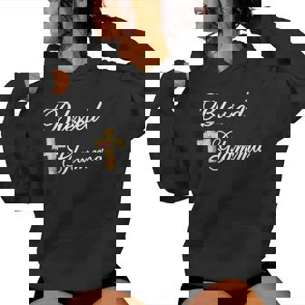 Blessed Glamma Grandma Floral Cross Christian Women Hoodie - Monsterry
