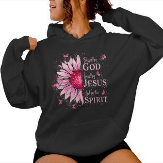 Blessed By God Loved By Jesus Pink Sunflower Women Hoodie - Thegiftio UK