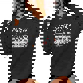 Boo Boo Crew Cute Ghost Nurses Halloween Scrub Top Women Hoodie | Mazezy