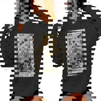 The Cat Lady Tarot Card Vintage Gothic Cat Mom Women Hoodie - Thegiftio