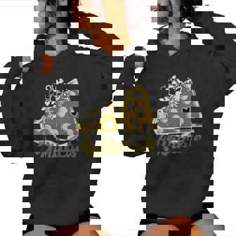Cheer Wildcats Gold Megaphone Heart Flower Accent Women Hoodie - Monsterry
