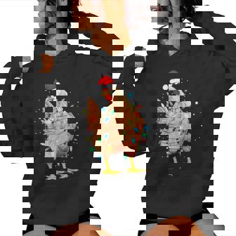 Chicken Christmas Lights Farm Animal Xmas Women Women Hoodie - Monsterry