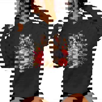 Chihuahua Floral Aquarelle Cheveux Longs Chihuahua Sweat à capuche femme - Cadeauxyz