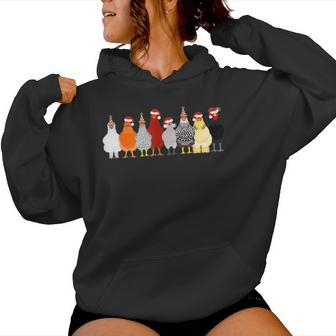 Christmas Chicken Squad Cute Chicken Farm Animals Women Hoodie - Thegiftio UK
