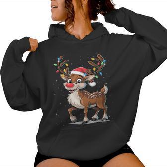 Christmas Cute Reindeer Red Nose Kapuzenpullover für Damen - Geschenkecke