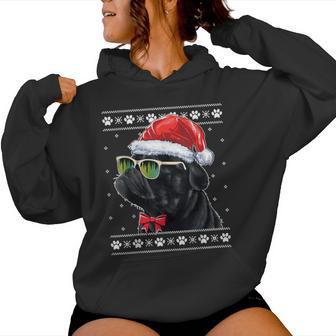 Christmas Pug Dog Mom Dad Black Pug Ugly Christmas Sweater Women Hoodie - Thegiftio UK