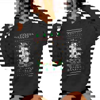 Christmas Sweater Horse Snowman Manger Ornaments Women's Hoodie - Monsterry