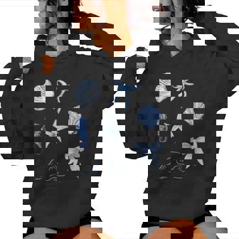 Coastal Grandma Coquette Blue Bows Aesthetic Women Hoodie - Monsterry