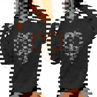 Coeur Signe De Paix Fleursintage Fleur Amoureux Symbole De Sweat à capuche femme - Cadeauxyz