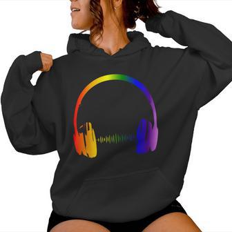 Colorful Headphones Rainbow Party Techno Radio Nightclub Dj Women Hoodie - Thegiftio UK