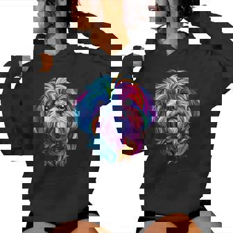 Colorful Shih Tzu Face Cute Puppy Dog Lover Black Women Hoodie - Thegiftio UK