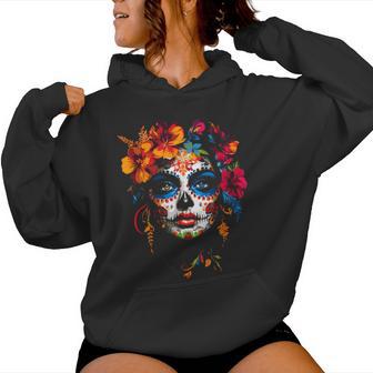 Colourful La Catrina Sugar Skull Woman Dia De Los Muertos Kapuzenpullover für Damen - Geschenkecke