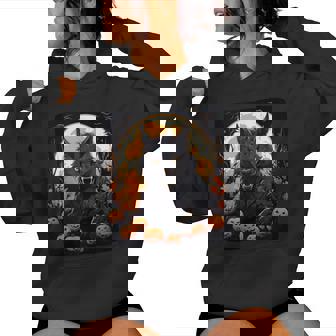 Cool Black Werewolf Costume With Pumpkins For Man And Woman Women Hoodie - Monsterry