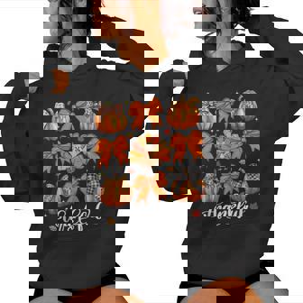 Coquette Bow Pumpkin Turkey Thanksgiving Autumn Fall Women Women Hoodie - Thegiftio UK