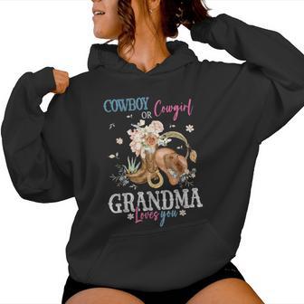 Cowboy Or Cowgirl Gender Reveal Party Announcement Grandma Women Hoodie - Thegiftio UK