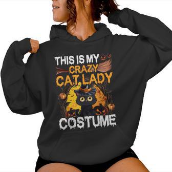 Crazy Cat Lady Costume Black Cat Halloween Day Women Hoodie - Thegiftio UK